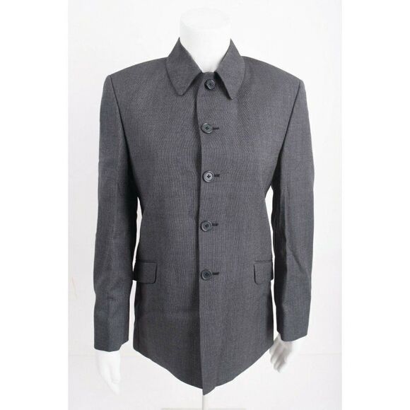 Womens Designer Blazer Suit Jacket Sz 16 Gray 100% Wool Made in Italy - Picture 1 of 6